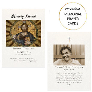 Christ Pantocrator Byzantine Funeral Prayer Card  