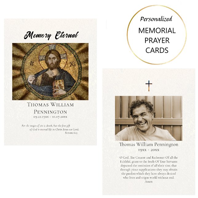 Christ Pantocrator Byzantine Funeral Prayer Card   (Creator Uploaded)