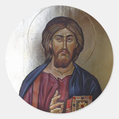 Christ Pantocrator _ Byzantine Style Icon Classic Round Sticker