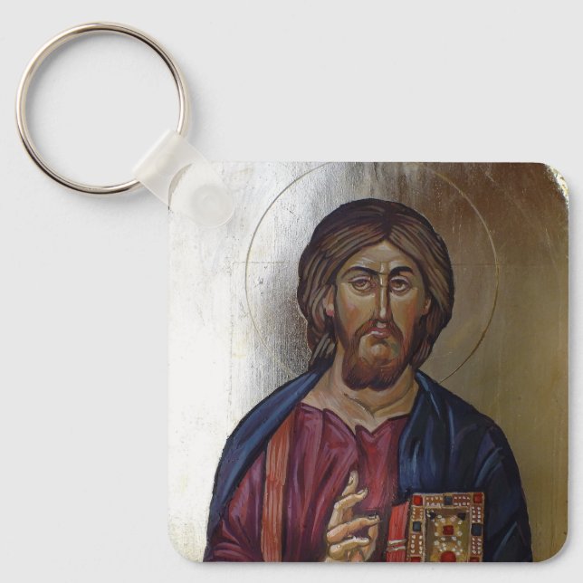 Christ Pantocrator - Byzantine Style Icon Keychain (Front)