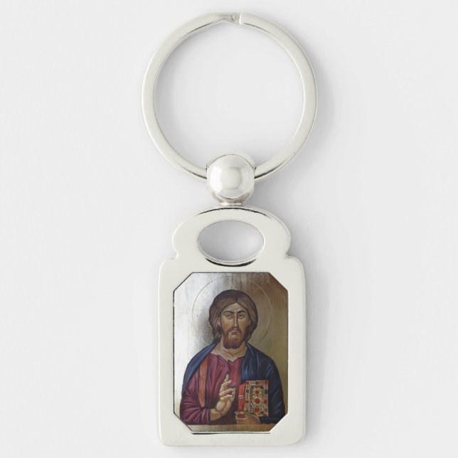 Christ Pantocrator - Byzantine Style Icon Keychain (Front)