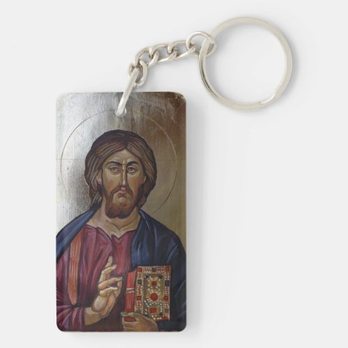 Christ Pantocrator _ Byzantine Style Icon Keychain