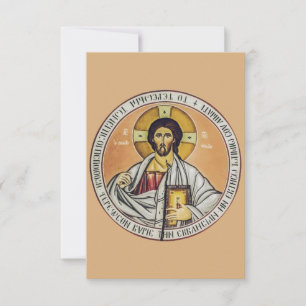 Christ Pantocrator Circular Icon Holy Card