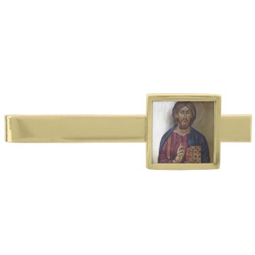 Christ Pantocrator Gold Finish Tie Bar