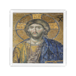 Christ Pantocrator Mosaic Iconic Religious Roman A Acrylic Tray