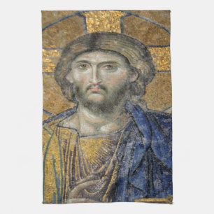 Christ Pantocrator Mosaic Iconic Religious Roman A Kitchen Towel