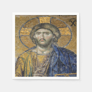 Christ Pantocrator Mosaic Iconic Religious Roman A Napkins