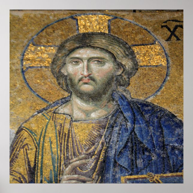 Christ Pantocrator Mosaic Iconic Religious Roman A Poster (Front)