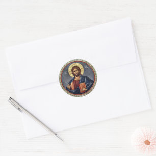 Christ Pantocrator Orthodox Christian Icon Classic Round Sticker