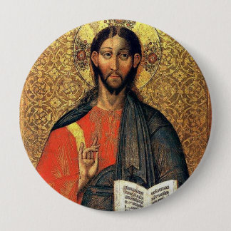 Christ Pantocrator Orthodox Icon 16th Century  Button