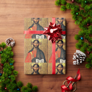 Christ Pantocrator Orthodox Icon 16th Century  Wrapping Paper