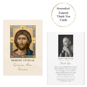 Christ Pantocrator Orthodox Photo Memorial  Thank You Card