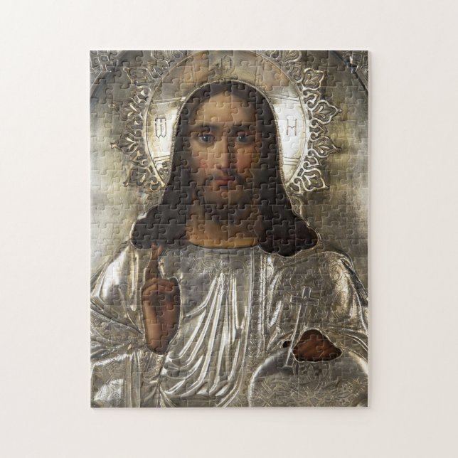 Christ Pantocrator Silver Oklad Riza Russian Icon  Jigsaw Puzzle (Vertical)