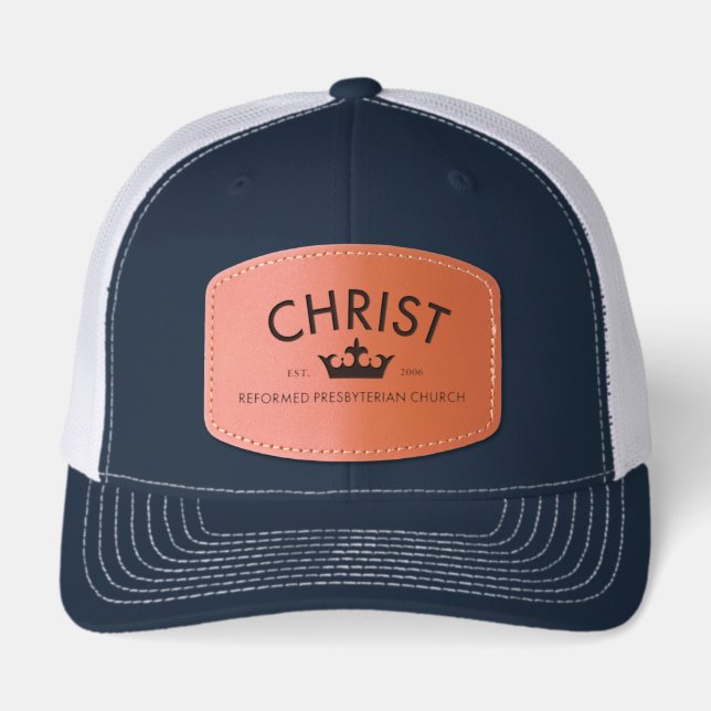 Christ RPC Leather Patch Trucker Hat/Cap Leather Patch Hat (Front)