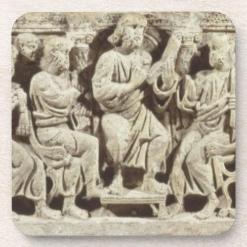 Christ seated and teaching surrounded by the Apost Beverage Coaster