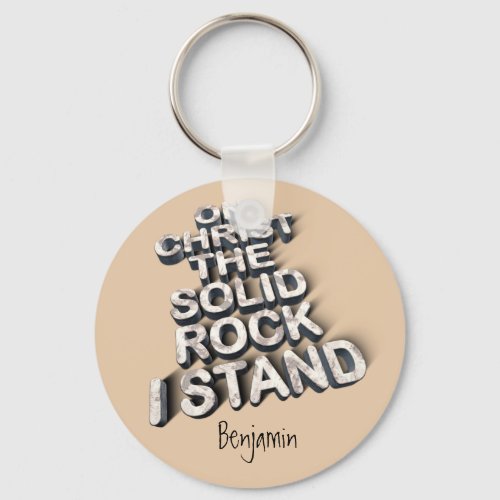 Christ solid rock christian bible quote typography keychain