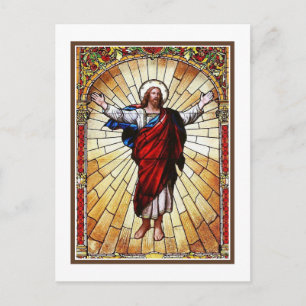 CHRIST Stained Glass Window Postcard