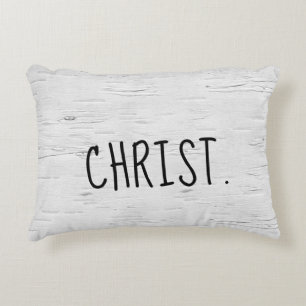 CHRIST Text On Birch Tree  Accent Pillow