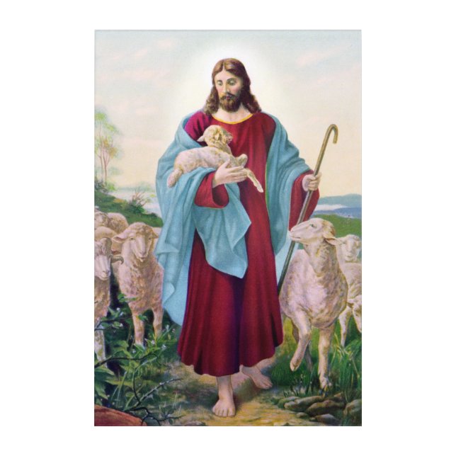 Christ The Good Shepherd Bernard Plockhorst 1878 Acrylic Print (Front)