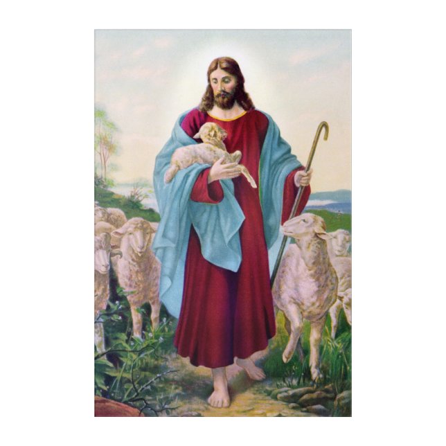 Christ The Good Shepherd Bernard Plockhorst 1878 Acrylic Print (Front)