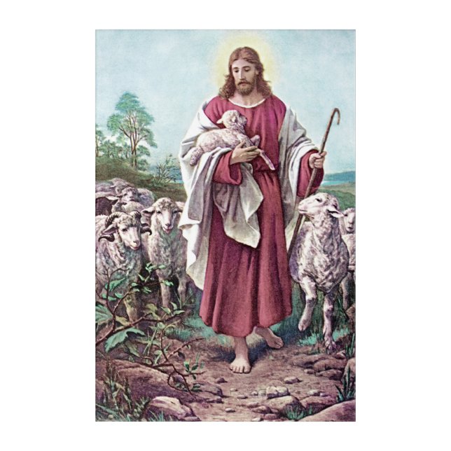 Christ The Good Shepherd Bernard Plockhorst 1878 Acrylic Print (Front)