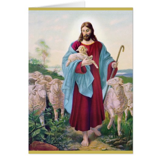 Christ The Good Shepherd Bernard Plockhorst 1878 Cards (Front)