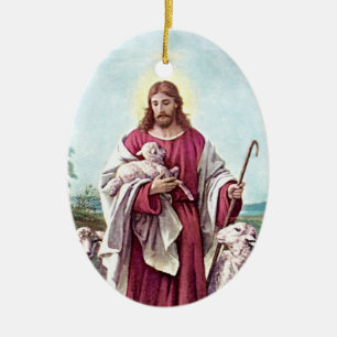 Christ The Good Shepherd Bernard Plockhorst 1878 Ceramic Ornament