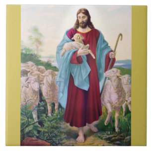 Christ The Good Shepherd Bernard Plockhorst 1878 Ceramic Tile