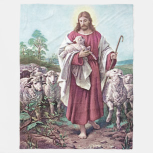 Christ The Good Shepherd Bernard Plockhorst 1878 Fleece Blanket