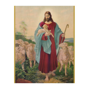 Christ The Good Shepherd Bernard Plockhorst 1878 Wood Wall Art