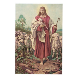Christ The Good Shepherd Bernard Plockhorst 1878 Wood Wall Art