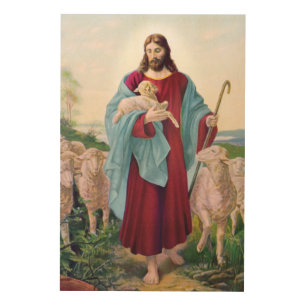 Christ The Good Shepherd Bernard Plockhorst 1878 Wood Wall Art