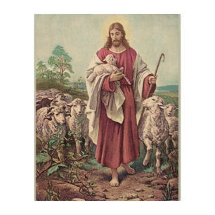 Christ The Good Shepherd Bernard Plockhorst 1878 Wood Wall Art