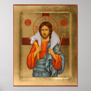 Christ the Good Shepherd Orthodox Icon Print      