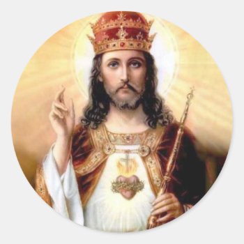 Christ The King Classic Round Sticker by jah1usa at Zazzle