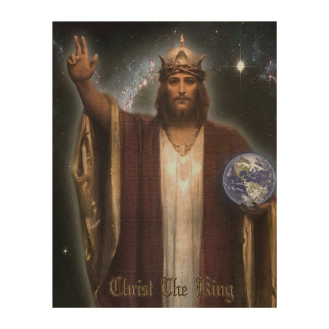 CHRIST THE KING SACRED IMAGE WOOD WALL ART (Front)