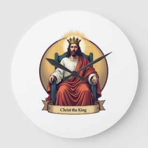 Christ the King Vintage Engraving Christian Shirt  Large Clock