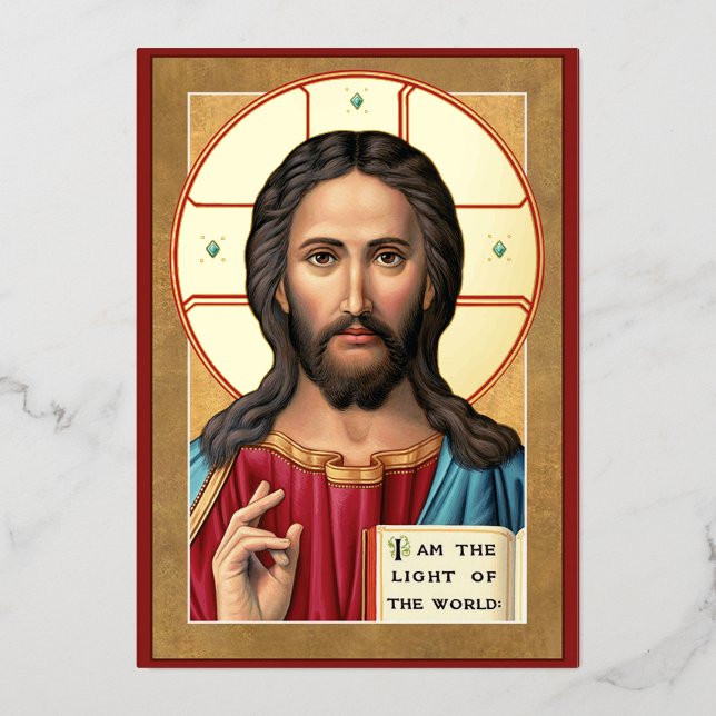 Christ the Light of the World Foil Holiday Card (Front)