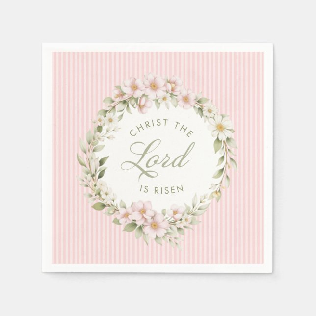 Christ the Lord is Risen | Spring Flowers Napkins (Front)