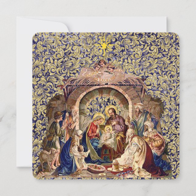 Christ the Lord Nativity Christmas Flat Card (Front)