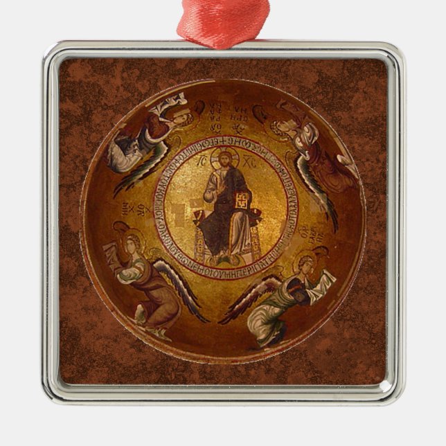 Christ the Pantakrator Christian Icon Metal Ornament (Front)