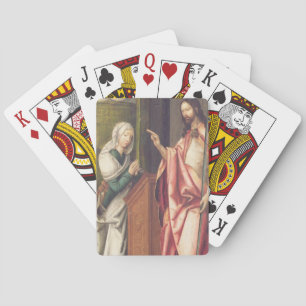 Christ the Redeemer blessing a woman (panel) Poker Cards