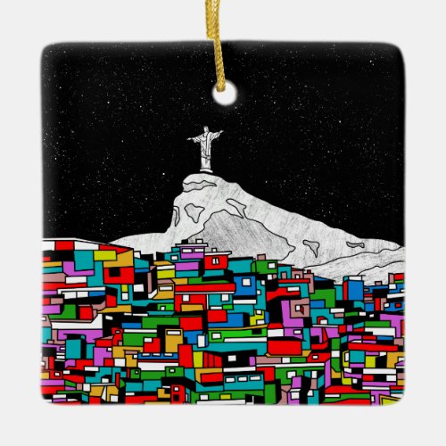 Christ the Redeemer Favela Ceramic Ornament