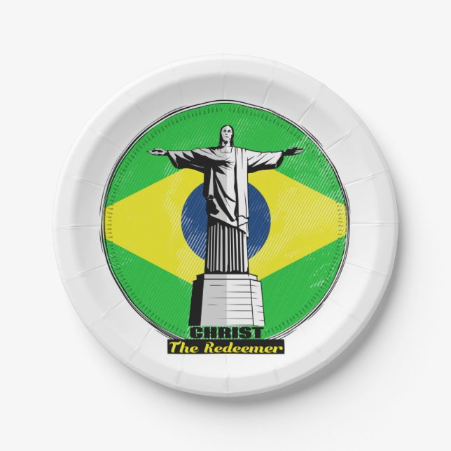 Christ The Redeemer Rio De Janero Paper Plates (Front)