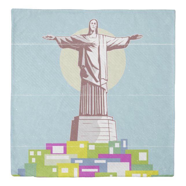 Christ the Redeemer Travel poster Favela  Duvet Cover (Front)