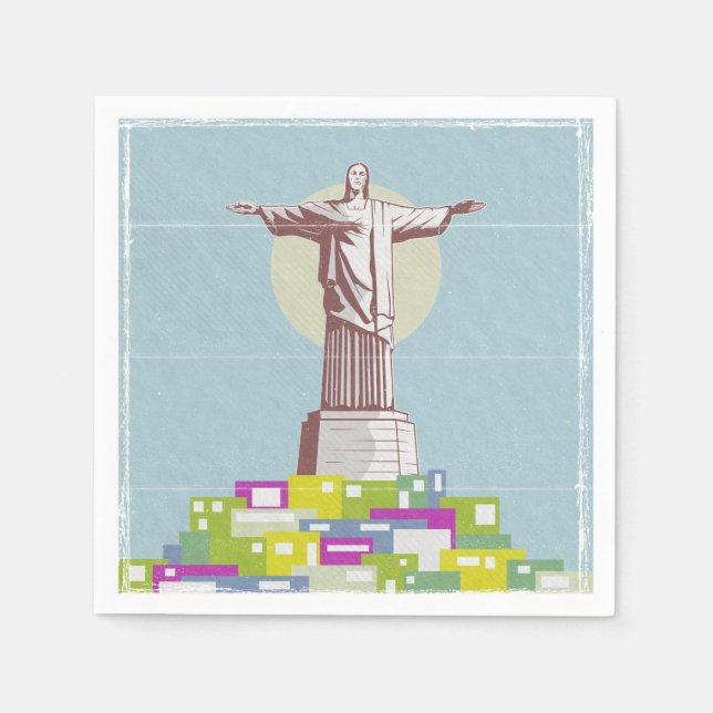 Christ the Redeemer Travel poster Favela  Napkins (Front)