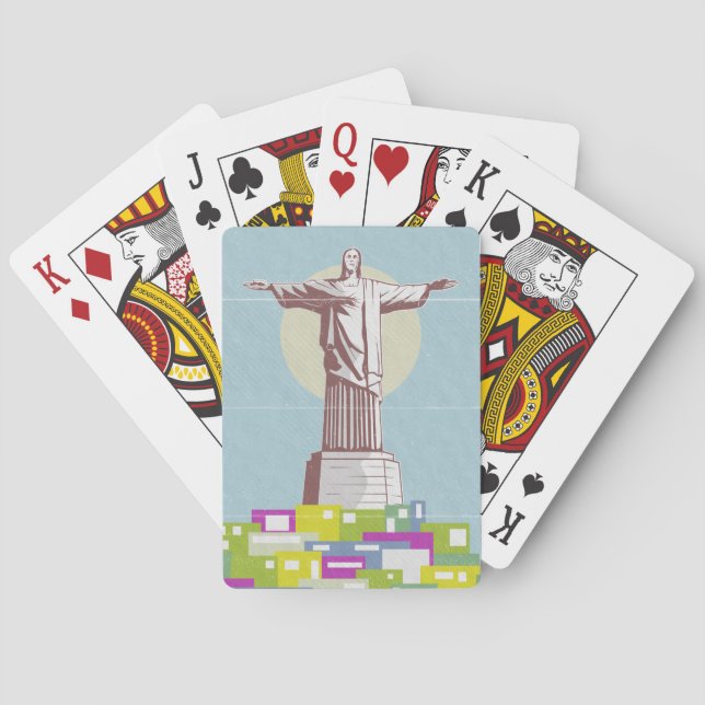 Christ the Redeemer Travel poster Favela  Poker Cards (Back)