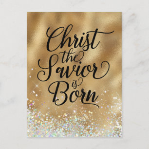Christ the Savior is born Christian Christmas Postcard
