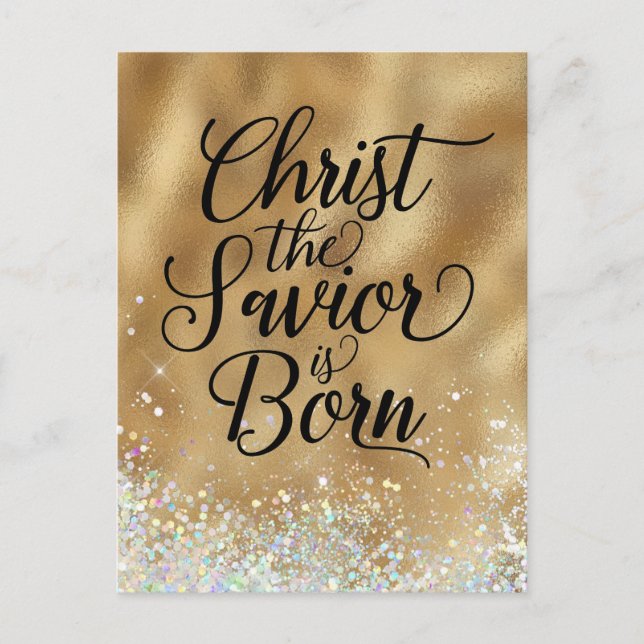 Christ the Savior is born Christian Christmas Postcard (Front)