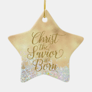 Christ the Savior is Born Christmas Ceramic Ornament